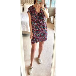 Joie Floral Silk Ruffle Button Mini Dress Short Sleeve Anthropologie Doen Style